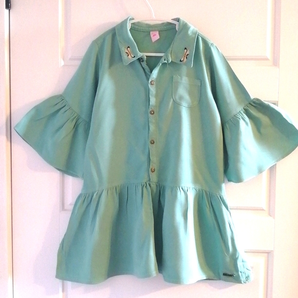 Girl's Oversized Shirt Dress - Size 6 - Picture 2 of 6